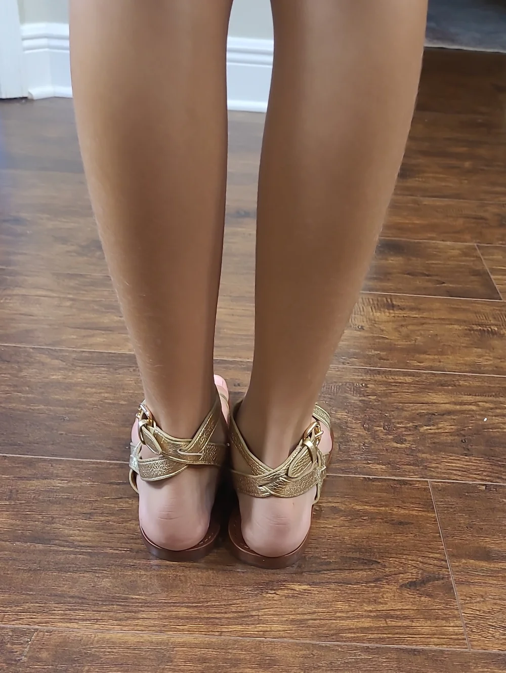 Coach Gold Leather Ankle-Strap Women's Sandals Size 7.5